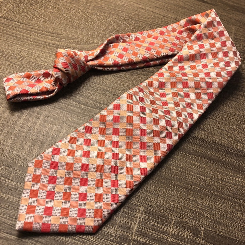 Geoffrey Beene Pink Salmon Geometric Mens Tie